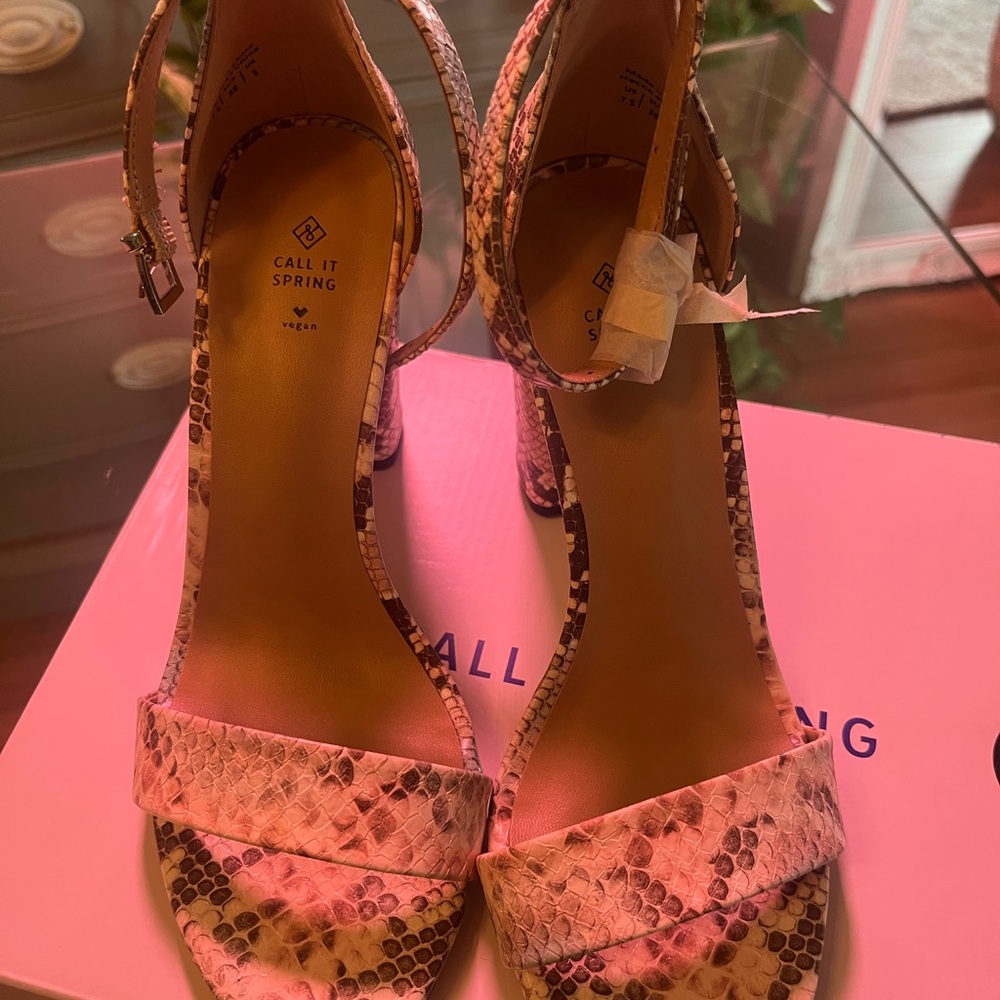 Call It Spring Snakeskin Block Heels - Picture 2 of 4